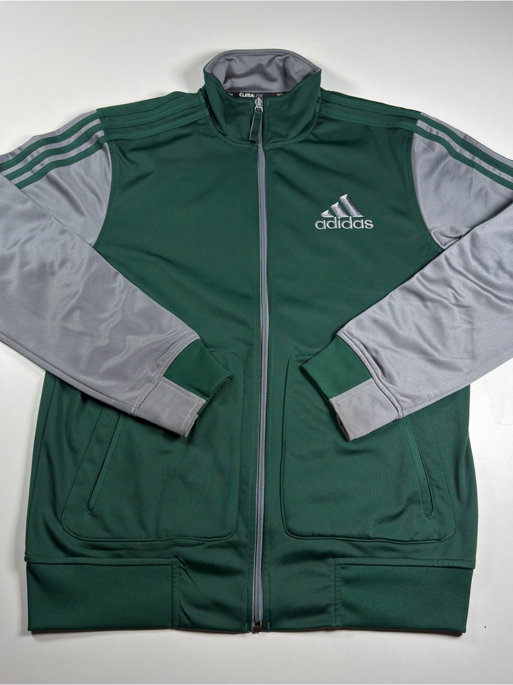 Adidas Retro Y2K Green and Gray Lightweight Climatlite Track Jacket Mens M